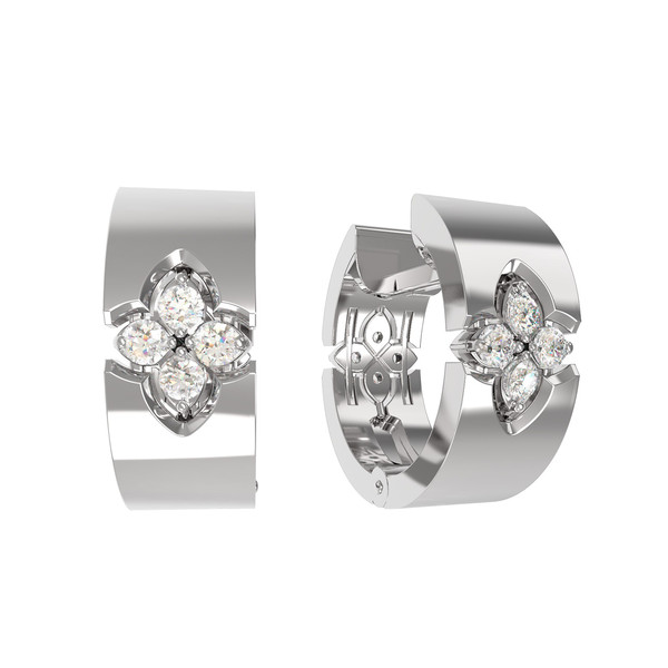 Серьги из белого золота 585 пробы c бриллиантами