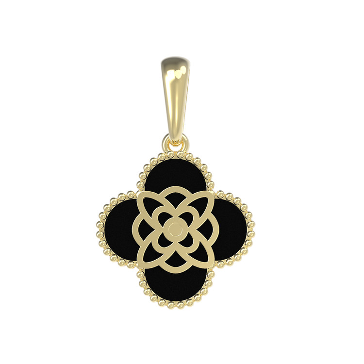 Подвеска из лимонного золота 585 пробы c бриллиантами и ониксом