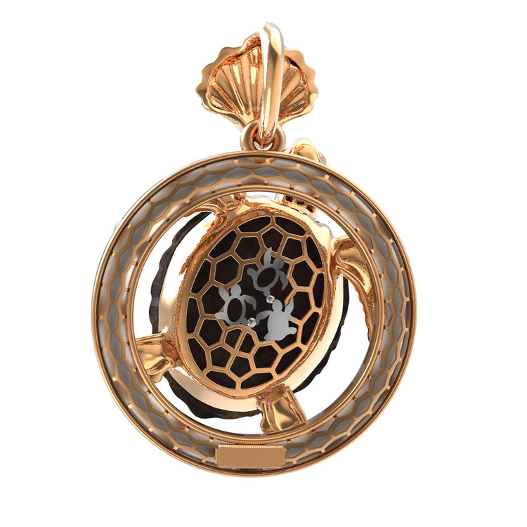 Подвеска из красного золота 585 пробы c эмалью и железным деревом