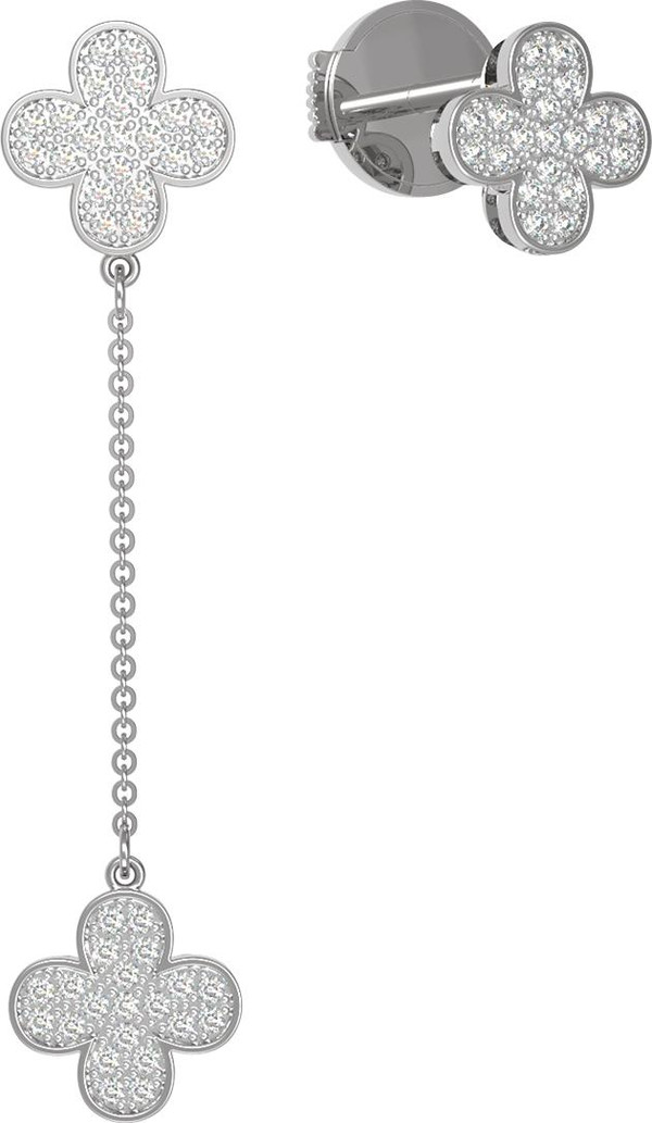 Серьги из белого золота 585 пробы c бриллиантами