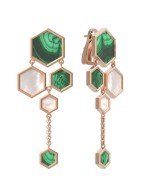 Серьги из золота c малахитом и перламутром