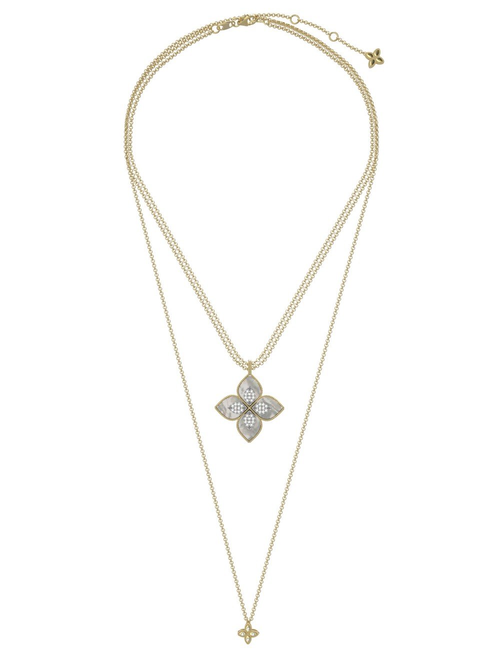 Колье из лимонного золота c бриллиантами и перламутром