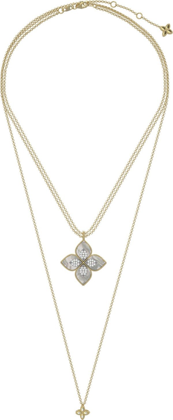 Колье из лимонного золота c бриллиантами и перламутром