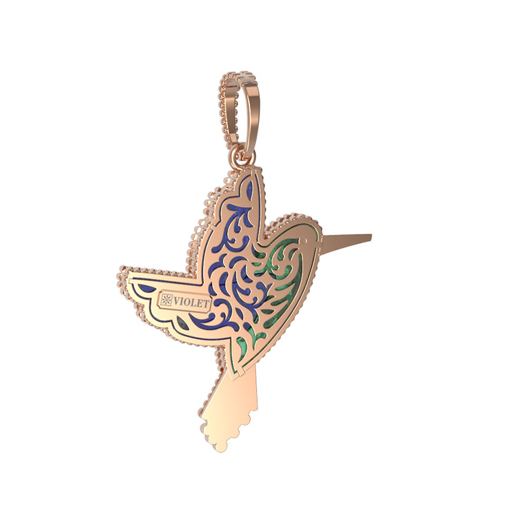 Подвеска из красного золота 585 пробы c эмалью, лазуритом и малахитом