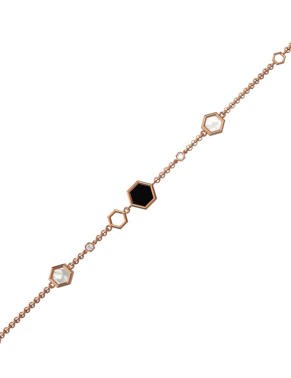 Браслет из золота c бриллиантами, ониксом и перламутром