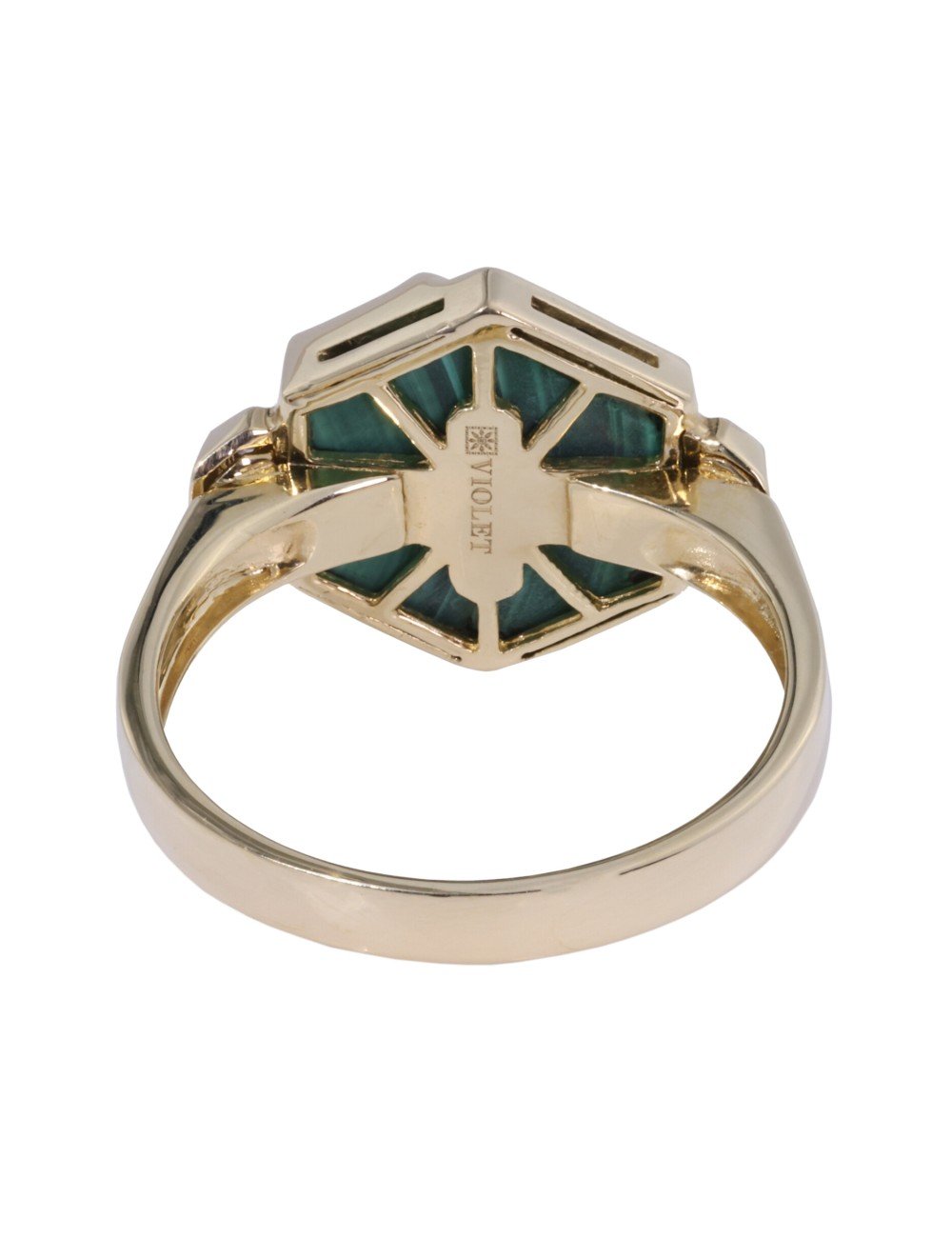 Кольцо из лимонного золота c бриллиантами и малахитом