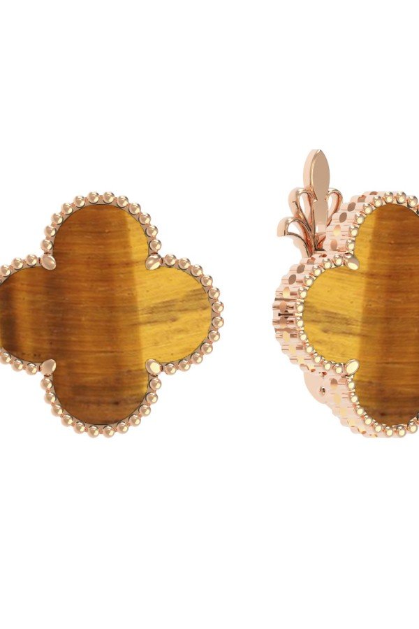 Серьги из золота c тигровым глазом