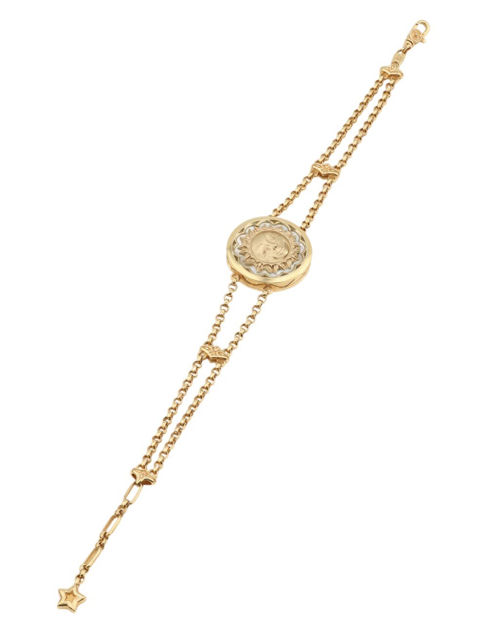 Браслет из лимонного золота c ониксом и перламутром