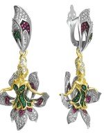 Серьги из белого золота c фианитом