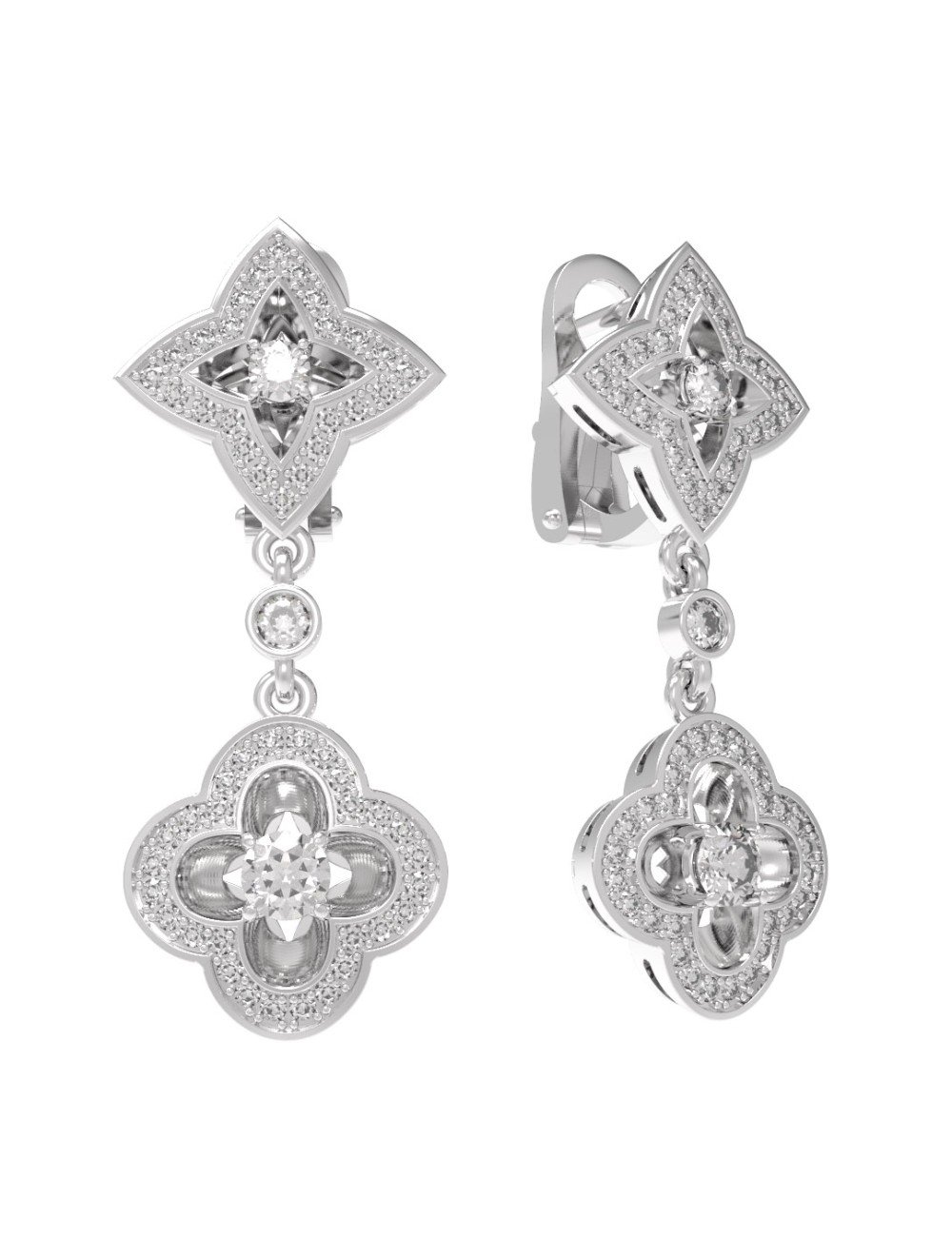 Серьги из белого золота c бриллиантами