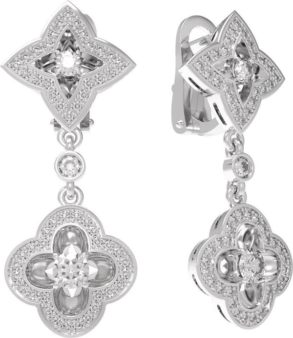 Серьги из белого золота 585 пробы c бриллиантами