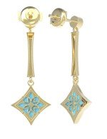 Серьги из лимонного золота c фианитом и бирюзой