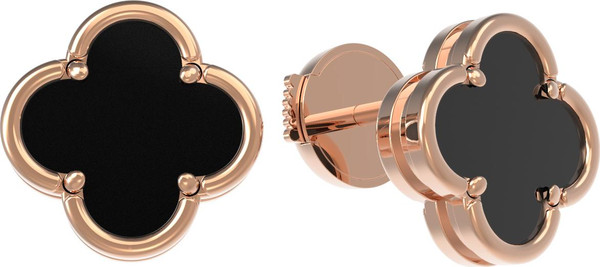 Серьги из красного золота 585 пробы c ониксом