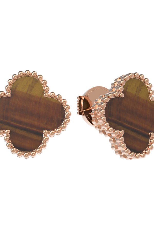 Серьги из золота c тигровым глазом