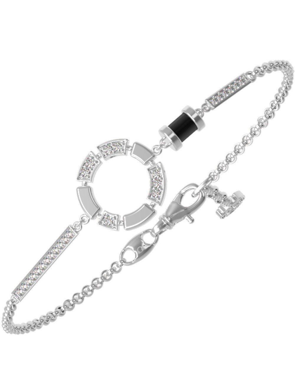 Браслет из белого золота c бриллиантами и ониксом