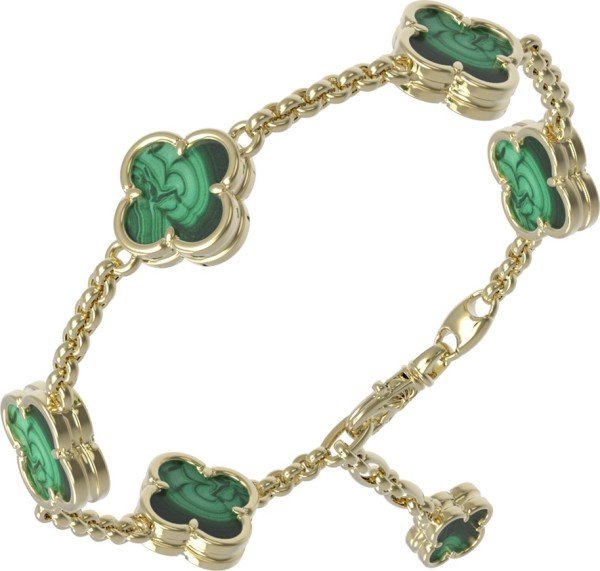 Браслет из лимонного золота c малахитом