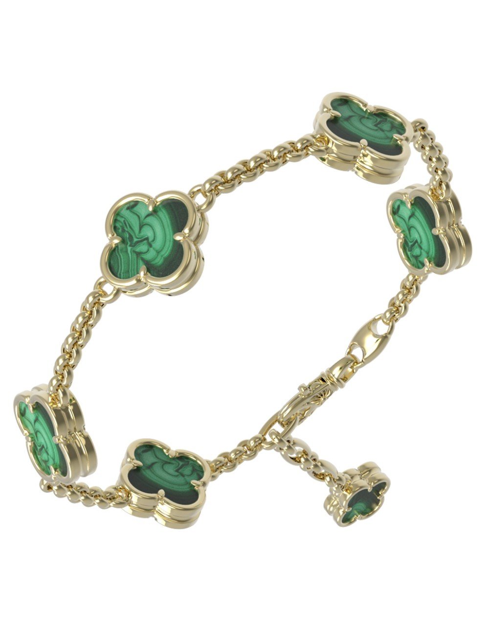 Браслет из лимонного золота c малахитом