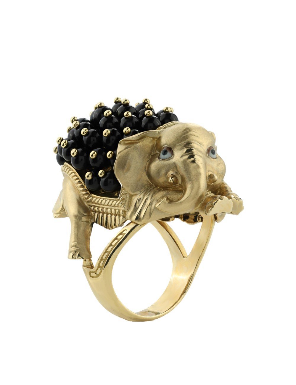 Кольцо из лимонного золота c эмалью и ониксом