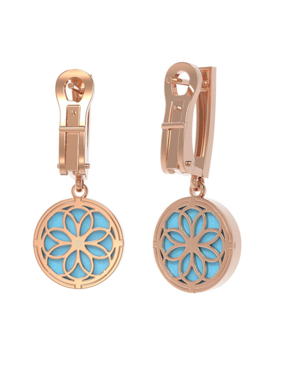 Серьги из золота c бриллиантами и бирюзой