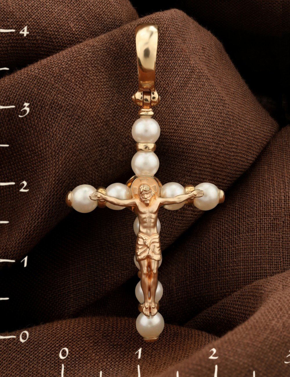 Крест из золота c жемчугом