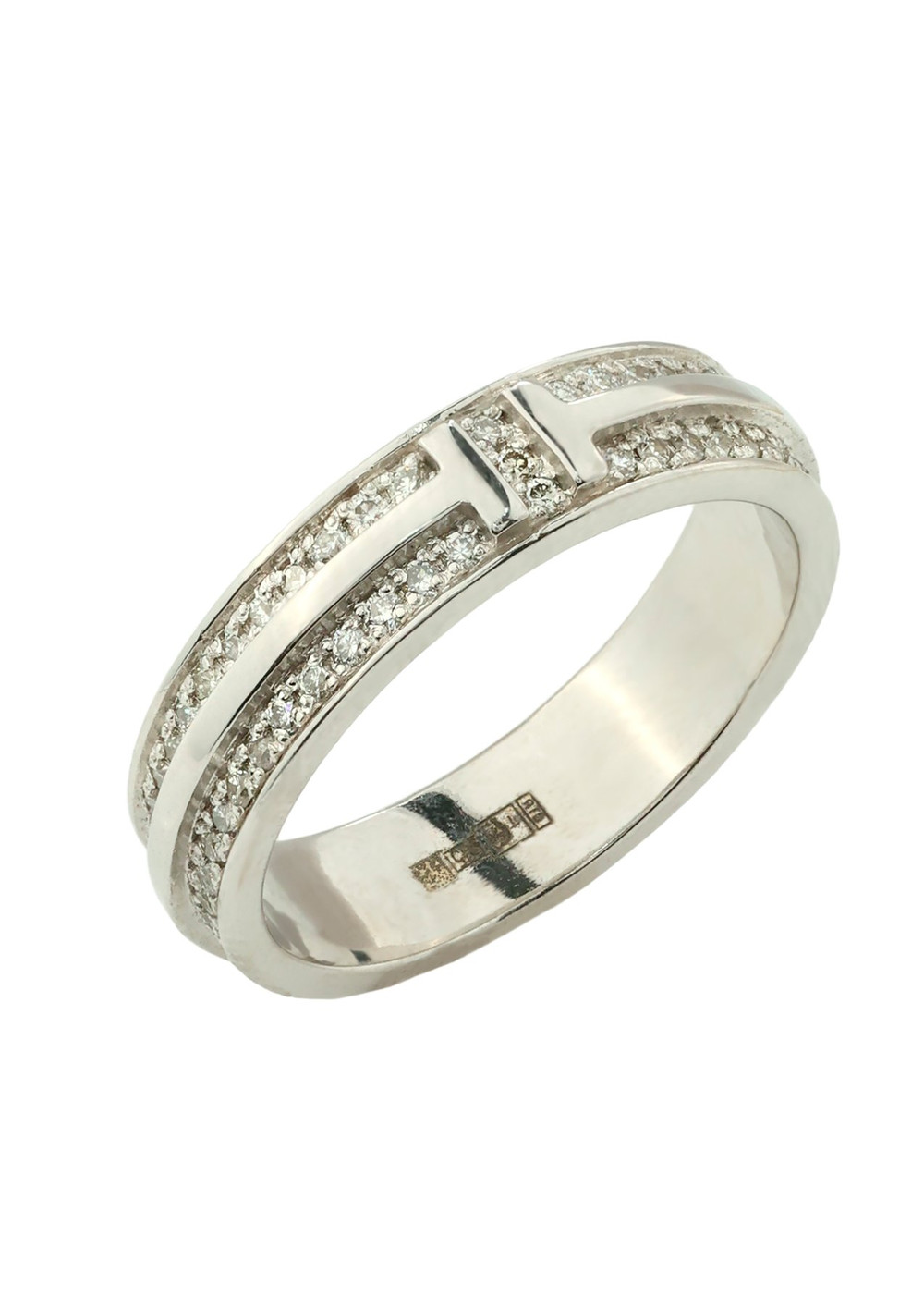 Кольцо из белого золота 585 пробы c бриллиантами