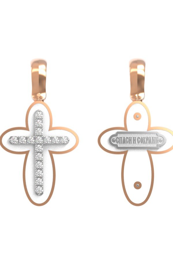 Крест из золота c эмалью и бриллиантами