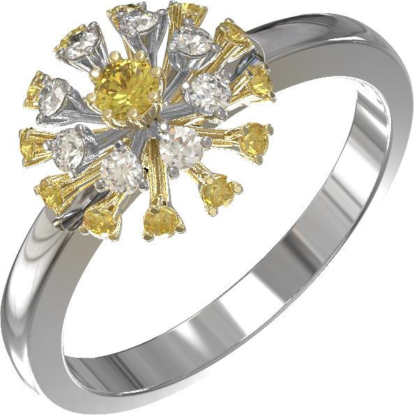 Кольцо из белого золота 585 пробы c бриллиантами