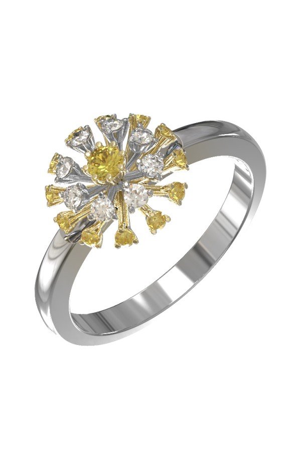 Кольцо из белого золота c бриллиантами