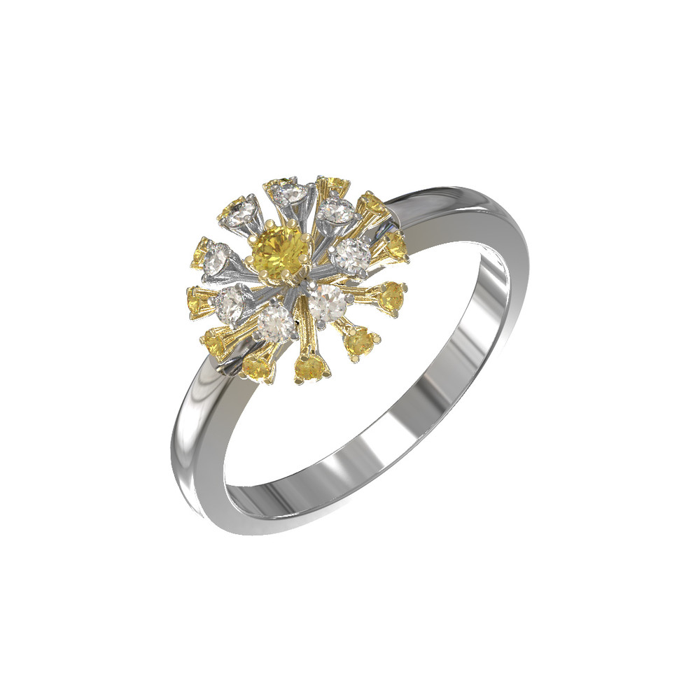 Кольцо из белого золота 585 пробы c бриллиантами