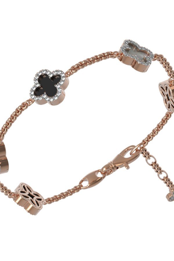 Браслет из золота c бриллиантами, ониксом и перламутром