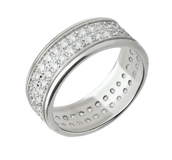 Кольцо обр. сложное из белого золота 585 пробы c фианитом