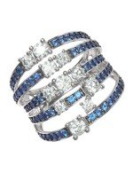 Кольцо из белого золота c бриллиантами и сапфиром