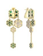 Серьги из лимонного золота c малахитом и перламутром