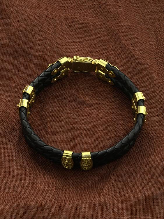 Браслет из лимонного золота 585 пробы c шнурком