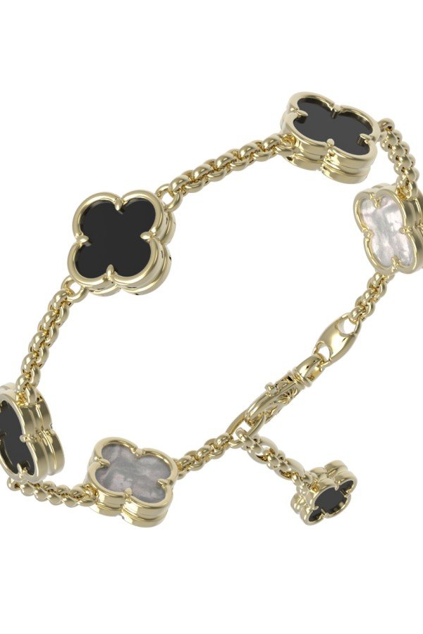 Браслет из лимонного золота c ониксом и перламутром