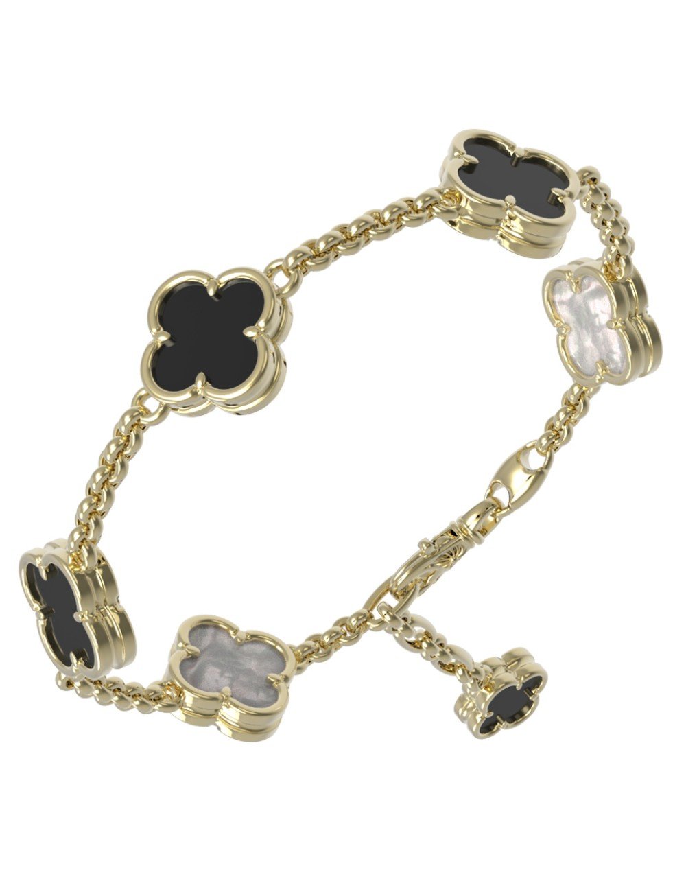 Браслет из лимонного золота c ониксом и перламутром