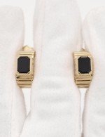 Серьги из лимонного золота 585 пробы c ониксом