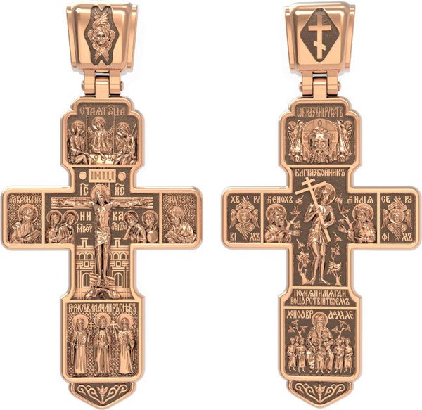 Крест из красного золота 585 пробы