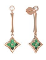 Серьги из золота c фианитом и малахитом