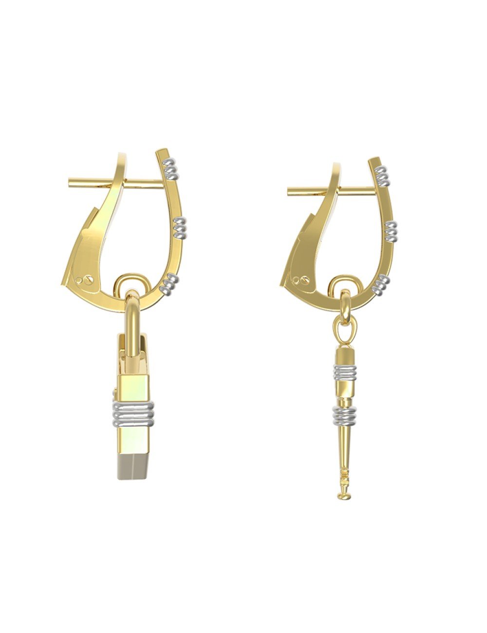 Серьги из лимонного золота c ониксом и перламутром