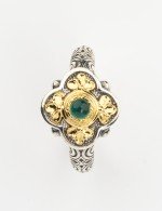 Кольцо из серебра и золота c хризопразом и рубином