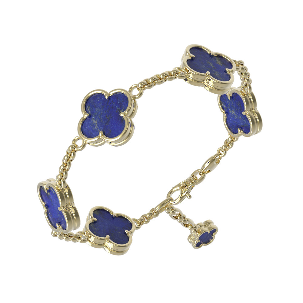 Браслет из лимонного золота 585 пробы c лазуритом