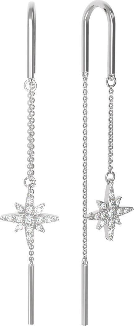 Серьги из белого золота 585 пробы c бриллиантами