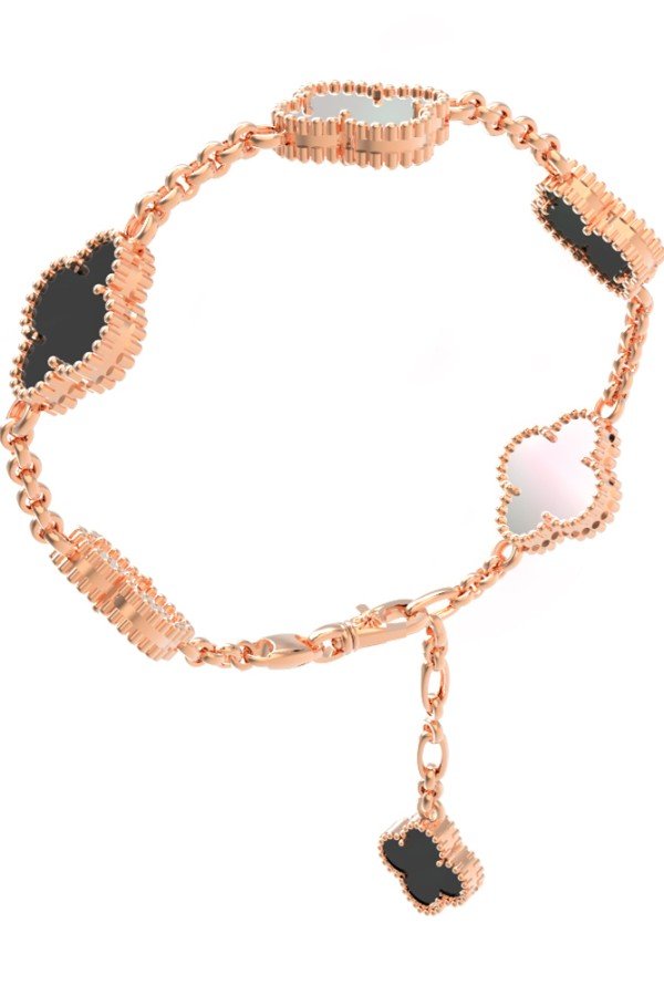 Браслет из золота c ониксом и перламутром