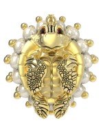 Серьги из лимонного золота c эмалью и жемчугом