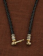 Гайтан из лимонного золота c кожаным шнурком