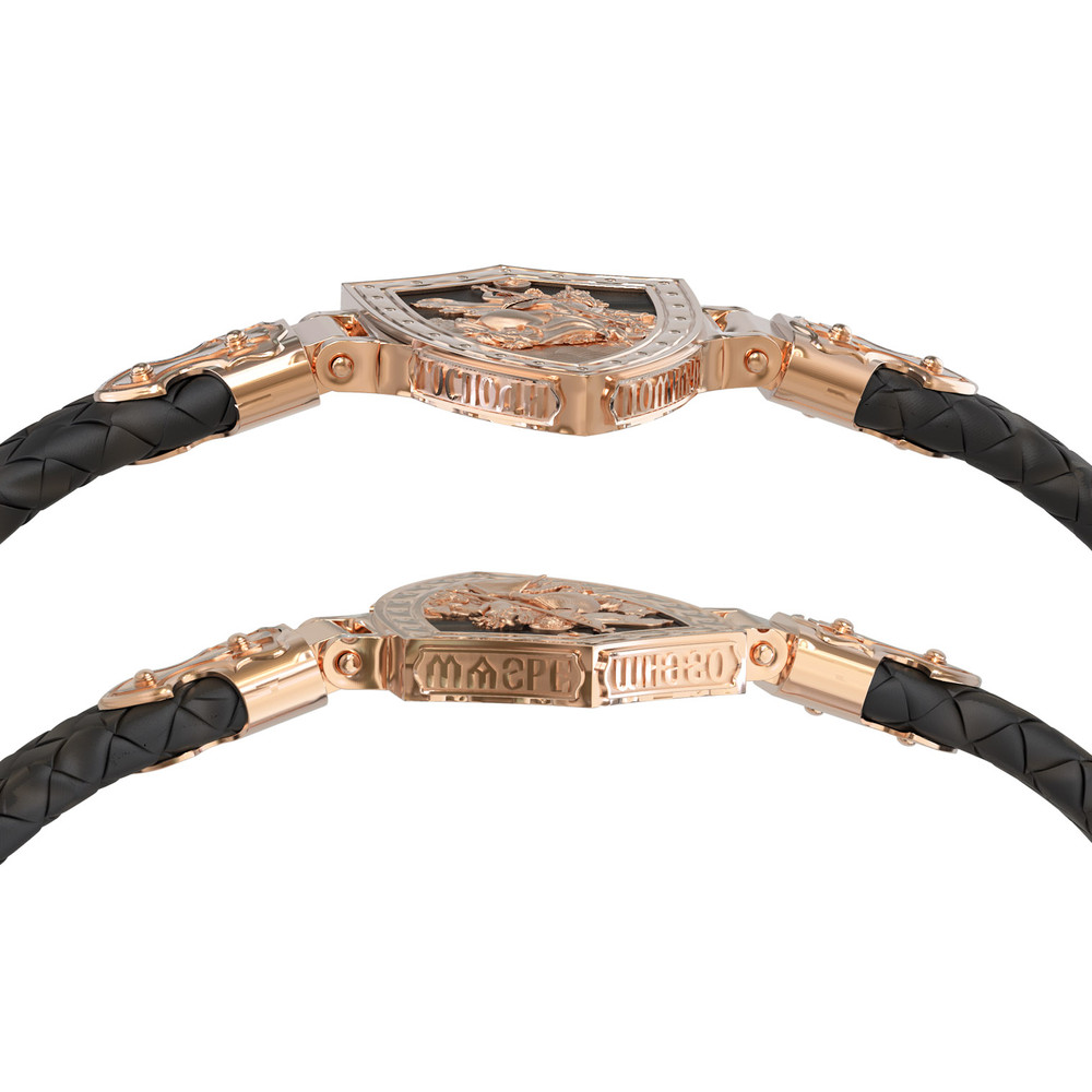 Браслет из красного золота 585 пробы c шнурком и ониксом