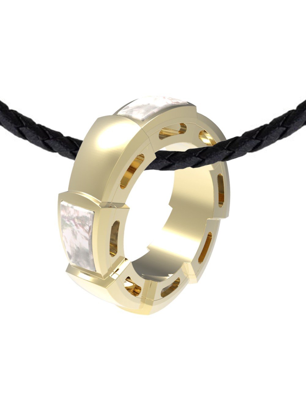 Подвеска из лимонного золота c перламутром