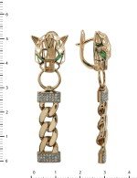 Серьги из золота c бриллиантами и изумрудом