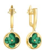 Серьги из лимонного золота c малахитом